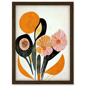 Doppelganger33 LTD Abstract Painting Linocut Style Flowers In Autumn Pastel Pink Brown And Orange Artwork Framed Wall Art Print A4 Doppelganger33 LTD Abstract Painting Linocut Style Flowers In Autumn Pastel Pink Brown And Orange Artwork Framed Wall Art Print A4