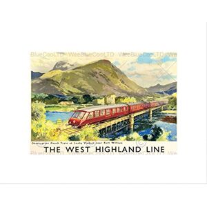 Wee Blue Coo TRAVEL RAIL SCOTLAND WEST HIGHLAND LINE BRITISH RAILWAYS FRAMED PRINT B12X7879 Wee Blue Coo TRAVEL RAIL SCOTLAND WEST HIGHLAND LINE BRITISH RAILWAYS FRAMED PRINT B12X7879