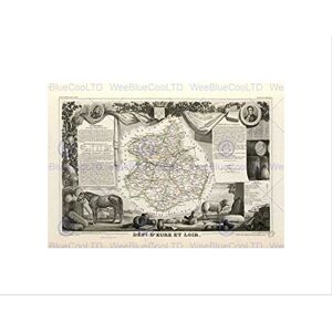 Wee Blue Coo Map Old France Levasseur Eure-et-loir Department Wall Art Print Wee Blue Coo Map Old France Levasseur Eure-et-loir Department Wall Art Print