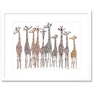Wee Blue Coo Dt Illustration Group Of Giraffes Framed Art Print Picture & Mount F12X289 Wee Blue Coo Dt Illustration Group Of Giraffes Framed Art Print Picture & Mount F12X289