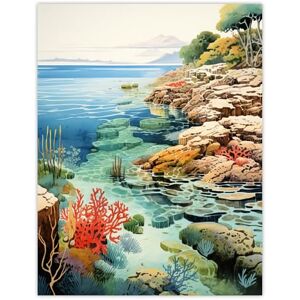 Artery8 Great Barrier Reef Watercolour Painting Australia Bright Coral Garden Seascape Extra Large XL Wall Art Poster Print Artery8 Great Barrier Reef Watercolour Painting Australia Bright Coral Garden Seascape Extra Large XL Wall Art Poster Print