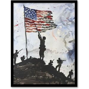Artery8 Iwo Jima WWII Soldiers American Flag Watercolour Man Cave Artwork Framed Wall Art Print 18X24 Inch Artery8 Iwo Jima WWII Soldiers American Flag Watercolour Man Cave Artwork Framed Wall Art Print 18X24 Inch