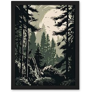 Artery8 Pine Tree Forest Sunrise Landscape Illustration Artwork Framed Wall Art Print 18X24 Inch Artery8 Pine Tree Forest Sunrise Landscape Illustration Artwork Framed Wall Art Print 18X24 Inch