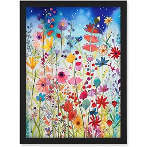 Artery8 Summer Wildflower Meadow Folk Art Artwork Framed A3 Wall Art Print Artery8 Summer Wildflower Meadow Folk Art Artwork Framed A3 Wall Art Print