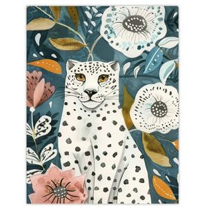 Artery8 Snow Leopard Floral Pattern Watercolour Folk Art Living Room Extra Large XL Wall Art Poster Print Artery8 Snow Leopard Floral Pattern Watercolour Folk Art Living Room Extra Large XL Wall Art Poster Print