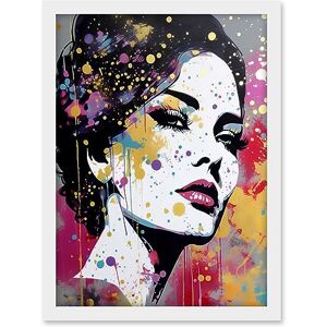 Artery8 Woman Face Portrait Fashion Gold Blue Pink Glam Glitter Aesthetic Teen Room Artwork Framed A3 Wall Art Print Artery8 Woman Face Portrait Fashion Gold Blue Pink Glam Glitter Aesthetic Teen Room Artwork Framed A3 Wall Art Print