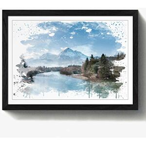 Arty Pie Framed Print Black A2 (24.5x18 Inch) Mountain Landscape, Lake & Forest V3, Wood, Multi-Colour, 60 x 42 x 2 cm Arty Pie Framed Print Black A2 (24.5x18 Inch) Mountain Landscape, Lake & Forest V3, Wood, Multi-Colour, 60 x 42 x 2 cm