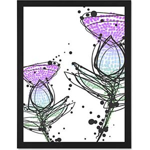 Wee Blue Coo Scottish Thistle Head Flowers Ink Drip Design Scotland Large Framed Art Print Poster Wall Decor 18x24 inch Wee Blue Coo Scottish Thistle Head Flowers Ink Drip Design Scotland Large Framed Art Print Poster Wall Decor 18x24 inch