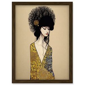Wee Blue Coo Golden Geisha Girl Abstract Elegant Painting Artwork Framed Wall Art Print A4 Wee Blue Coo Golden Geisha Girl Abstract Elegant Painting Artwork Framed Wall Art Print A4