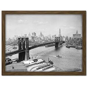 Artery8 Brooklyn Bridge New York City Skyline 1910 Photo Artwork Framed Wall Art Print 18X24 Inch Artery8 Brooklyn Bridge New York City Skyline 1910 Photo Artwork Framed Wall Art Print 18X24 Inch