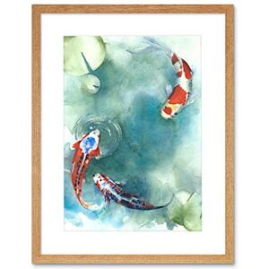 Wee Blue Coo Japanese Koi Fish With Lilies Art Print Framed Poster Wall Decor 12x16 inch Wee Blue Coo Japanese Koi Fish With Lilies Art Print Framed Poster Wall Decor 12x16 inch