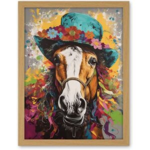 Artery8 Horse Wearing a Flower Summer Hat Multicoloured Artwork Framed Wall Art Print 18X24 Inch Artery8 Horse Wearing a Flower Summer Hat Multicoloured Artwork Framed Wall Art Print 18X24 Inch