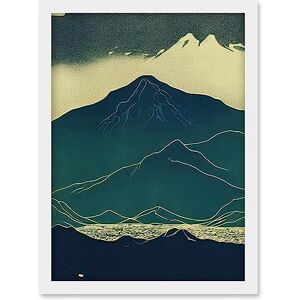 Artery8 - Scottish Highlands - Blue Linocut - Framed - Wall Art Artery8 - Scottish Highlands - Blue Linocut - Framed - Wall Art