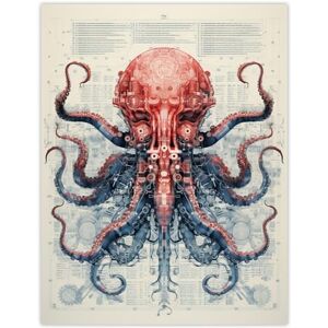 Artery8 Red Octopus Robot Hybrid Secret Military Schematic Blueprint Futuristic Complex Arcane Manuscript Gift For Him Man Cave Extra Large XL Wall Art Poster Print Artery8 Red Octopus Robot Hybrid Secret Military Schematic Blueprint Futuristic Complex Arcane Manuscript Gift For Him Man Cave Extra Large XL Wall Art Poster Print