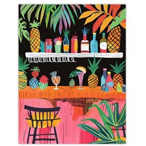 Artery8 Tiki Bar Tropical Pineapples Bold Colourful Kitchen Large Wall Art Poster Print Thick Paper 18X24 Inch Artery8 Tiki Bar Tropical Pineapples Bold Colourful Kitchen Large Wall Art Poster Print Thick Paper 18X24 Inch