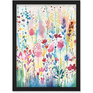 Artery8 - Soft Pastel Wildflower Floral Folk Art - Black - A4 - Framed Wall Art Print Artery8 - Soft Pastel Wildflower Floral Folk Art - Black - A4 - Framed Wall Art Print