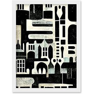 Wee Blue Coo Bold Monochrome Modern Vintage Abstract Geometric Black White Cream Grey Artwork Framed Wall Art Print A4 Wee Blue Coo Bold Monochrome Modern Vintage Abstract Geometric Black White Cream Grey Artwork Framed Wall Art Print A4