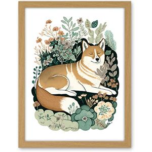 Artery8 Shiba Inu Dog Lying in Flower Field Modern Stylised Illustration Artwork Framed Wall Art Print 18X24 Inch Artery8 Shiba Inu Dog Lying in Flower Field Modern Stylised Illustration Artwork Framed Wall Art Print 18X24 Inch