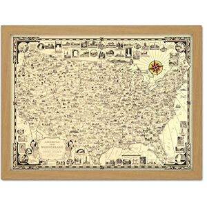 Fine Art Prints Chase 1940 Map America Wonderland Pictorial Large Framed Art Print Poster Wall Decor 18x24 in Fine Art Prints Chase 1940 Map America Wonderland Pictorial Large Framed Art Print Poster Wall Decor 18x24 in