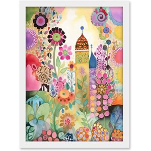 Artery8 Countryside Garden Flowers In Spring Folk Art Watercolour Painting Artwork Framed A3 Wall Art Print Artery8 Countryside Garden Flowers In Spring Folk Art Watercolour Painting Artwork Framed A3 Wall Art Print