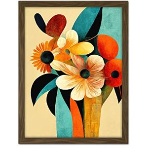 Doppelganger33 LTD Vibrant Modern Abstract Oil Painting Summer Flower Bouquet Teal Orange Artwork Framed Wall Art Print 18X24 Inch Doppelganger33 LTD Vibrant Modern Abstract Oil Painting Summer Flower Bouquet Teal Orange Artwork Framed Wall Art Print 18X24 Inch