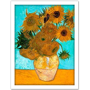 Wee Blue Coo Van Gogh Vase With Twelve Sunflowers Artwork Framed Wall Art Print 18X24 Inch Wee Blue Coo Van Gogh Vase With Twelve Sunflowers Artwork Framed Wall Art Print 18X24 Inch