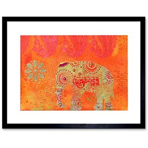 Wee Blue Coo Dt Indian Collage Elephant Art Framed Wall Art Print Wee Blue Coo Dt Indian Collage Elephant Art Framed Wall Art Print