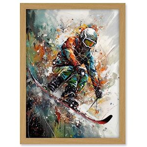 Artery8 Skier Skiing Winter Sport Paint Splat Painting Artwork Framed A3 Wall Art Print Artery8 Skier Skiing Winter Sport Paint Splat Painting Artwork Framed A3 Wall Art Print