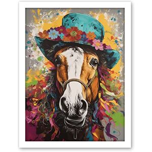 Artery8 Horse Wearing a Flower Summer Hat Multicoloured Artwork Framed Wall Art Print 18X24 Inch Artery8 Horse Wearing a Flower Summer Hat Multicoloured Artwork Framed Wall Art Print 18X24 Inch