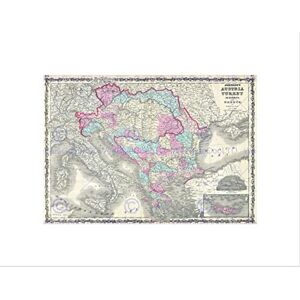 Wee Blue Coo 1863 Johnson Map Austria Hungary Turkey Italy And Greece Art Wall Art Print Wee Blue Coo 1863 Johnson Map Austria Hungary Turkey Italy And Greece Art Wall Art Print