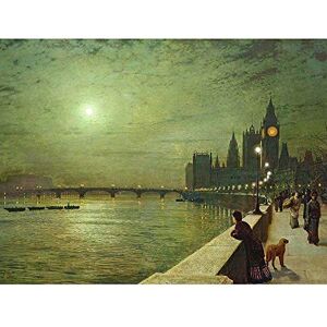 Wee Blue Coo John Atkinson Grimshaw Reflections On Thames 1880 Art Print Poster Wall Decor 12X16 Inch Wee Blue Coo John Atkinson Grimshaw Reflections On Thames 1880 Art Print Poster Wall Decor 12X16 Inch