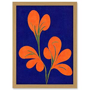 Doppelganger33 LTD Henri Matisse Inspired Bright Abstract Orange Flower Blooms On Royal Blue Artwork Framed Wall Art Print A4 Doppelganger33 LTD Henri Matisse Inspired Bright Abstract Orange Flower Blooms On Royal Blue Artwork Framed Wall Art Print A4