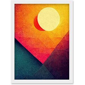 Wee Blue Coo Abstract Geometric Retro Eclipse Moon Sun Yellow Pink Teal Colourful Sunset Artwork Framed Wall Art Print A4 Wee Blue Coo Abstract Geometric Retro Eclipse Moon Sun Yellow Pink Teal Colourful Sunset Artwork Framed Wall Art Print A4