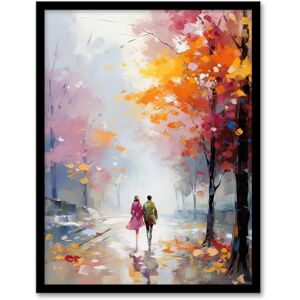 Artery8 Lovers Autumn Walk Oil Painting Orange Pink Blue Couple Walking Through Park Artwork Framed Wall Art Print 18X24 Inch Artery8 Lovers Autumn Walk Oil Painting Orange Pink Blue Couple Walking Through Park Artwork Framed Wall Art Print 18X24 Inch