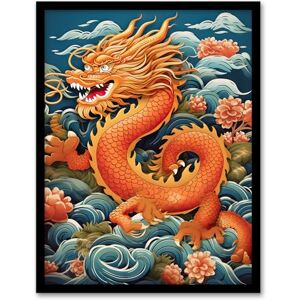 Artery8 Fantasy Chinese Dragon Traditional Orange Clouds 2024 Chinese Year Of The Dragon Art Print Framed Poster Wall Decor 12x16 inch Artery8 Fantasy Chinese Dragon Traditional Orange Clouds 2024 Chinese Year Of The Dragon Art Print Framed Poster Wall Decor 12x16 inch