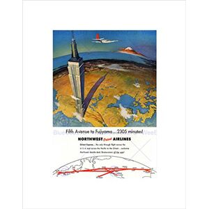 Wee Blue Coo Travel Mount Fuji Japan Northwest Airline Vintage Advert Wall Art Print Wee Blue Coo Travel Mount Fuji Japan Northwest Airline Vintage Advert Wall Art Print