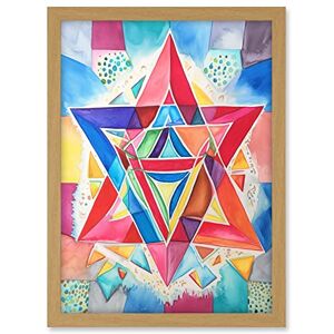 Artery8 Jewish Star Of David Bright Multicoloured Folk Art Watercolour Painting Artwork Framed A3 Wall Art Print Artery8 Jewish Star Of David Bright Multicoloured Folk Art Watercolour Painting Artwork Framed A3 Wall Art Print