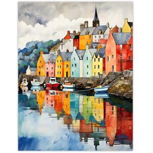 Artery8 Isle of Mull Calm Tobermory Bay Colourful Houses Extra Large XL Wall Art Poster Print Artery8 Isle of Mull Calm Tobermory Bay Colourful Houses Extra Large XL Wall Art Poster Print