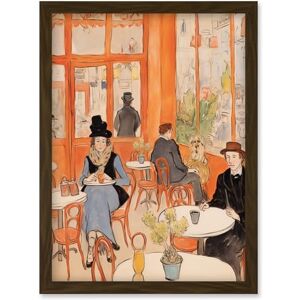 Artery8 A Bustling Parisian Cafe in the Style of Toulouse Lautrec Paris French Orange Artwork Framed Wall Art Print A4 Artery8 A Bustling Parisian Cafe in the Style of Toulouse Lautrec Paris French Orange Artwork Framed Wall Art Print A4