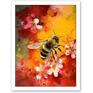 Artery8 Honey Bee on Abstract Flower Bed Oil Painting Artwork Framed Wall Art Print 18X24 Inch Artery8 Honey Bee on Abstract Flower Bed Oil Painting Artwork Framed Wall Art Print 18X24 Inch