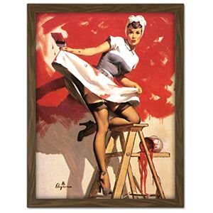 Wee Blue Coo Pin Up Girl Red Paint Artwork Framed Wall Art Print 18X24 Inch Wee Blue Coo Pin Up Girl Red Paint Artwork Framed Wall Art Print 18X24 Inch