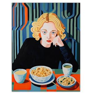 Artery8 Dinner For One Colourful Oil Painting Portrait of Woman Eating Noodles in a Japanese Restaurant Large Wall Art Poster Print Thick Paper 18X24 Inch Artery8 Dinner For One Colourful Oil Painting Portrait of Woman Eating Noodles in a Japanese Restaurant Large Wall Art Poster Print Thick Paper 18X24 Inch