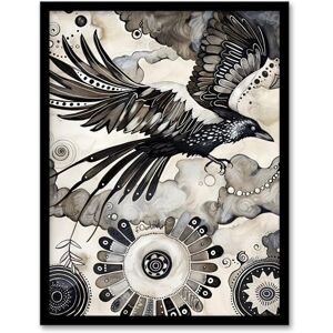 Artery8 Flying Black Raven Painting Magic Mandala Dark Living Room Artwork Framed Wall Art Print A4 Artery8 Flying Black Raven Painting Magic Mandala Dark Living Room Artwork Framed Wall Art Print A4