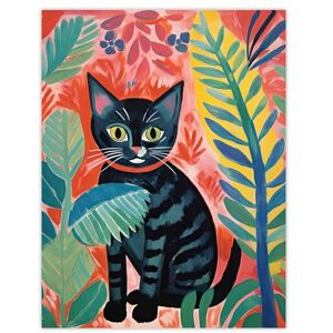 Artery8 Henri Matisse Style Black Cat In The Jungle Acrylic Painting Large Wall Art Poster Print Thick Paper 18X24 Inch Artery8 Henri Matisse Style Black Cat In The Jungle Acrylic Painting Large Wall Art Poster Print Thick Paper 18X24 Inch