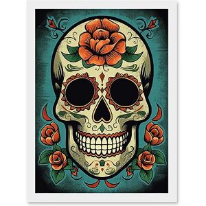 Artery8 Day of Dead Skull Old School USA Tattoo Ink Body Rockabilly Americana 50s Artwork Framed A3 Wall Art Print Artery8 Day of Dead Skull Old School USA Tattoo Ink Body Rockabilly Americana 50s Artwork Framed A3 Wall Art Print