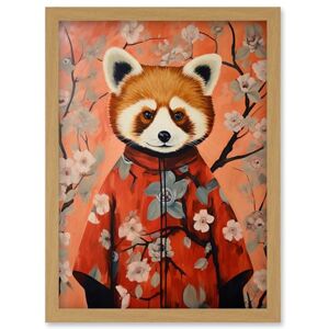 Artery8 Red Panda in Kimono Cherry Blossom Trees Japan Artwork Framed Wall Art Print A4 Artery8 Red Panda in Kimono Cherry Blossom Trees Japan Artwork Framed Wall Art Print A4