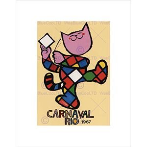 Wee Blue Coo Ad Cultural Carnival Rio Brazil Mardi Gras Cat Harlequin Wall Art Print Wee Blue Coo Ad Cultural Carnival Rio Brazil Mardi Gras Cat Harlequin Wall Art Print