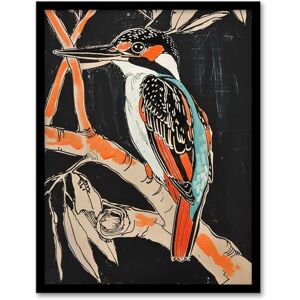 Artery8 Modernist Kingfisher Bird on Branch Black Orange Living Room Artwork Framed Wall Art Print 18X24 Inch Artery8 Modernist Kingfisher Bird on Branch Black Orange Living Room Artwork Framed Wall Art Print 18X24 Inch