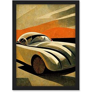 Doppelganger33 LTD Art Deco Vintage Sports Car Sunset Illustration Artwork Framed A3 Wall Art Print Doppelganger33 LTD Art Deco Vintage Sports Car Sunset Illustration Artwork Framed A3 Wall Art Print