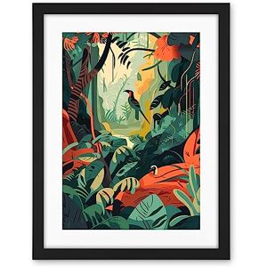 Artery8 Amazon Rainforest Diverse Flora and Tropical Birds Artwork Framed Wall Art Print 18X24 Inch Artery8 Amazon Rainforest Diverse Flora and Tropical Birds Artwork Framed Wall Art Print 18X24 Inch
